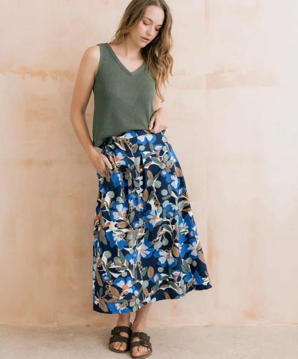 St Ives skirt - navy patterned
