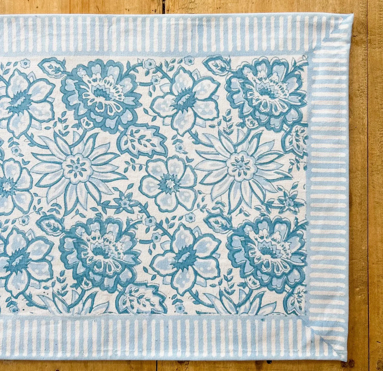 Meadow Blue Hand Printed Table Runner