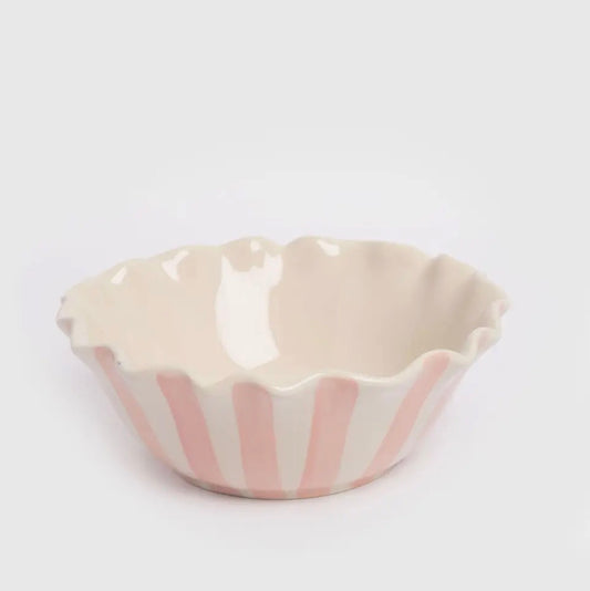 Pink Stripe Floral Bowl - Caroline Gardner