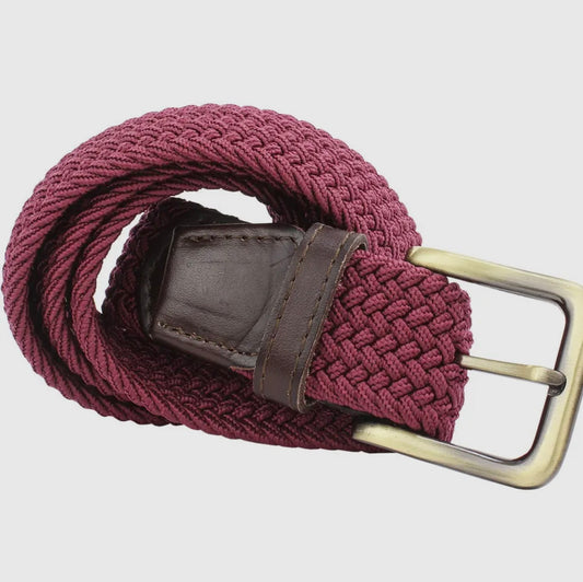 Men’s woven belt -  35mm burgundy