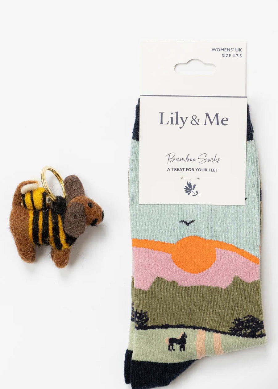 Bamboo Sock & Keyring Gift Box
