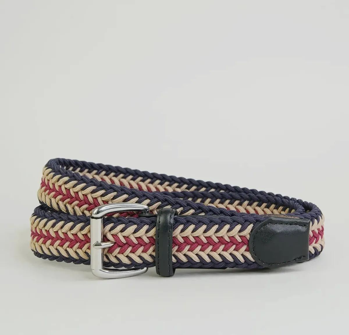 Men’s Chevron Woven Belt - Wine/Navy/Biscuit - size small